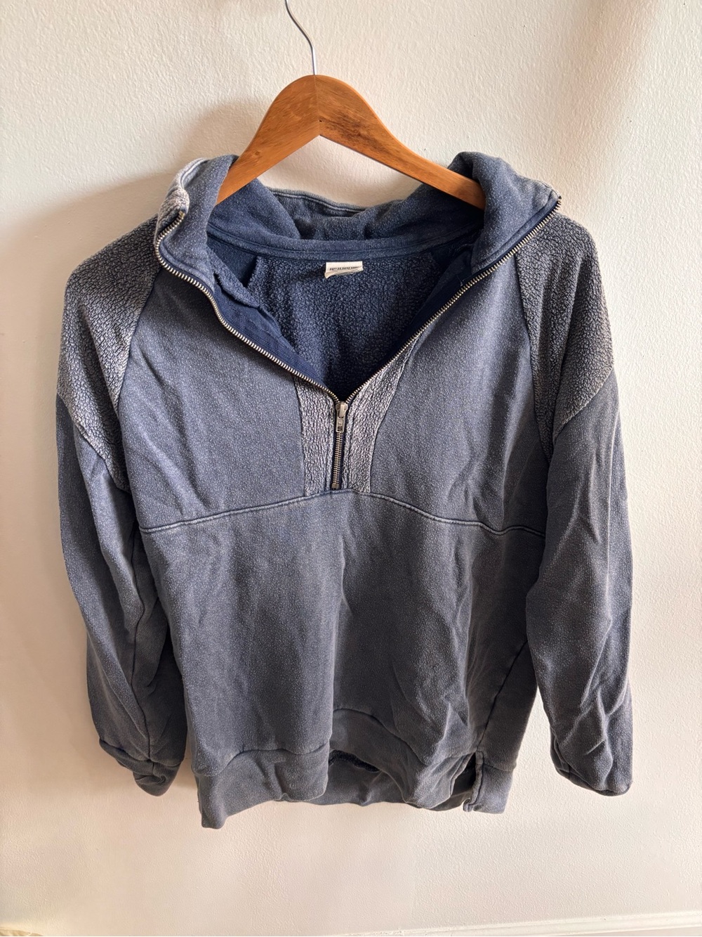 Women’s Quarter-Zip Fleece Oversized Pullover Hoodie - Blue